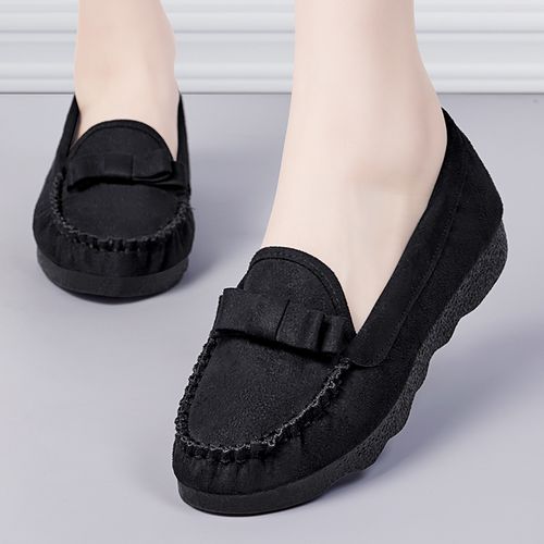 老北京布鞋女新款夏季软底年轻款豆豆鞋百搭久站不累黑色工作鞋子