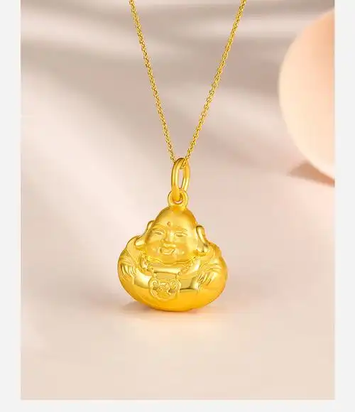 周六福黄金吊坠女足金吊坠本命佛弥勒佛公计价24g