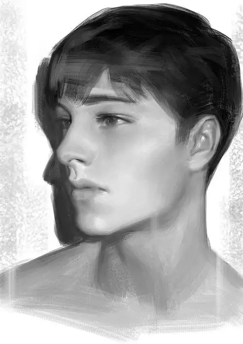 头像原画# #男头像# #速途# #素描# #侧脸# #欧美模特#.