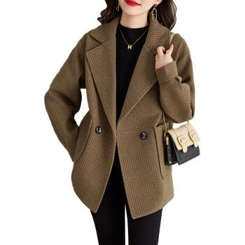 麦抒胖mm大码女装秋装毛呢外套秋冬季新款胖妹妹mm200斤加收腰显瘦