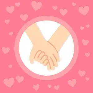 情侣牵手围绕着心卡通矢量插画照片