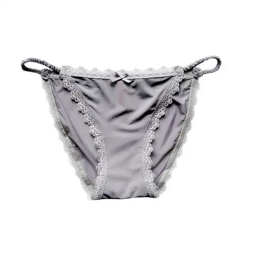 性感内裤女士冰丝无痕透明牛奶丝系带黑色低腰火辣蕾丝三角裤
