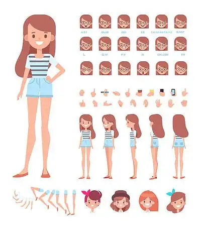 正面,侧面,背面图,构成面部