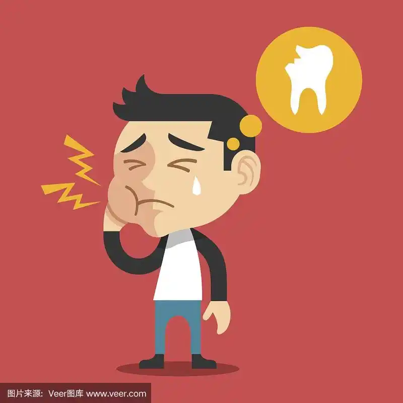 牙痛矢量平面卡通插图