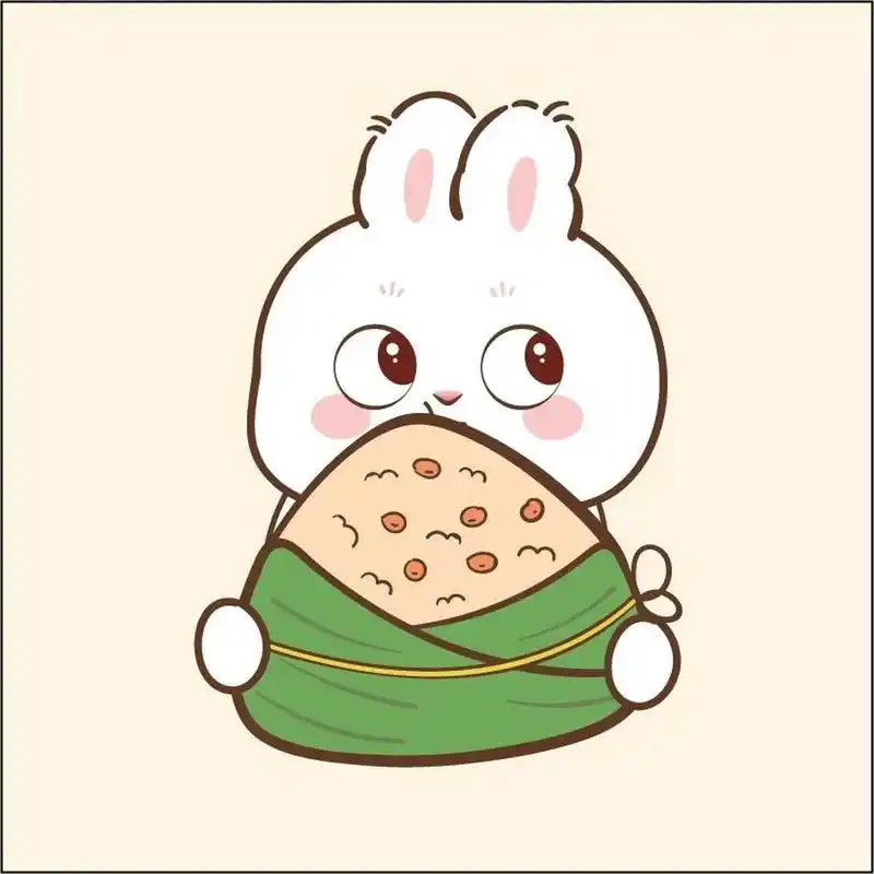 萌小兔爱粽子 端午节插画卡通可爱