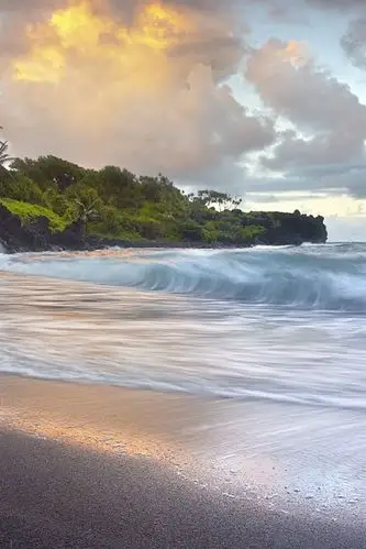壁纸 海浪冲击,黑色的沙滩,夏威夷 1920x1200 hd 高清壁纸, 图片