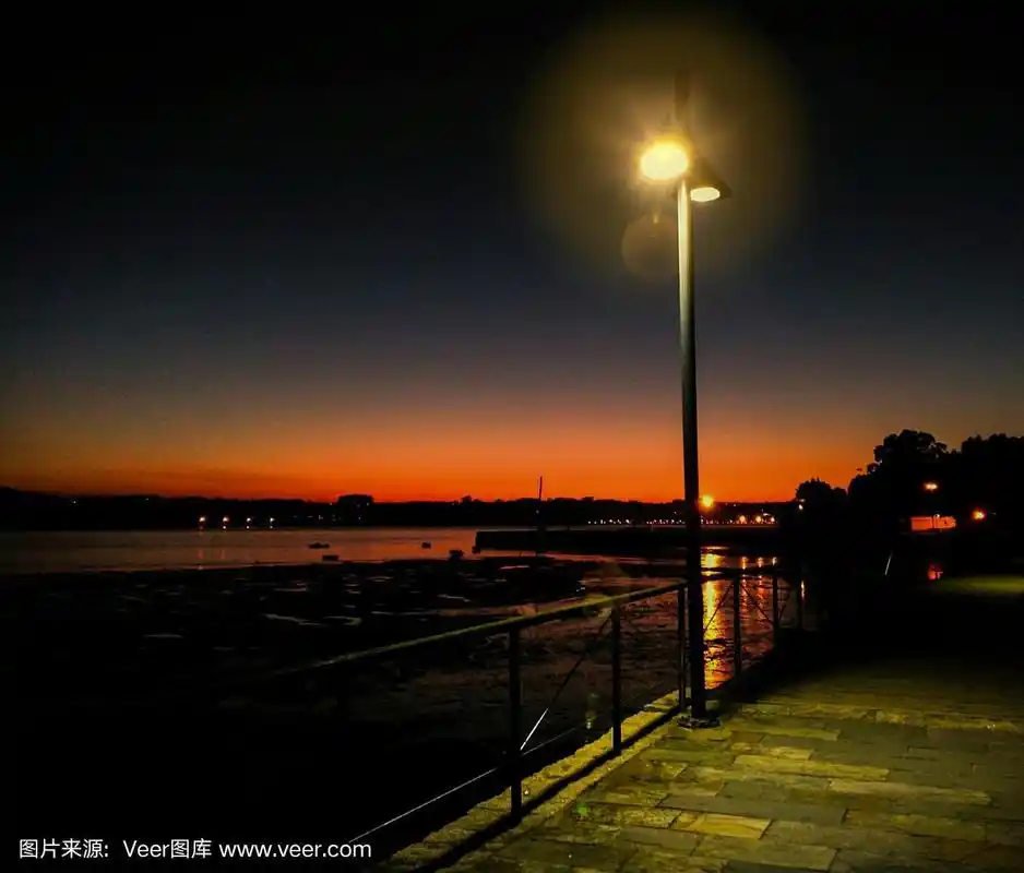 夏天,夜晚,红色,海洋,美