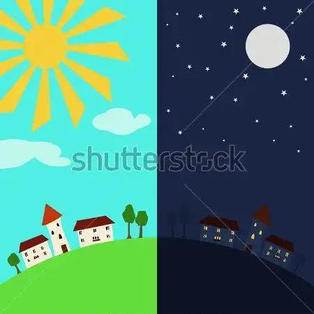 白天和晚上简笔画区别