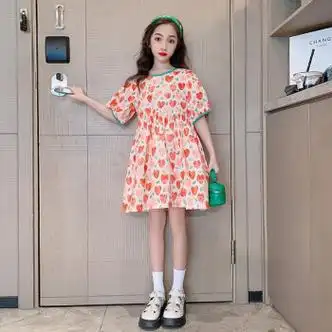 姬帝茫大童连衣裙女12岁15岁女童儿童夏装碎花女夏季女孩公主裙子女生