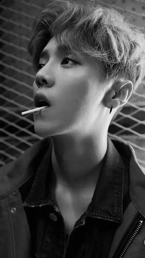 鹿晗黑白写真高清手机壁纸