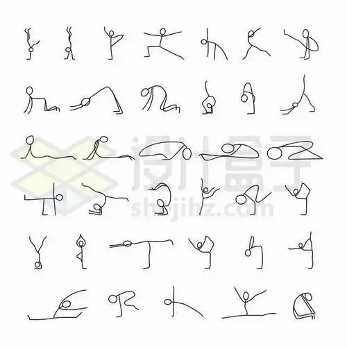 做出各种动作的线条小人儿简笔画3454963矢量图片免抠素材
