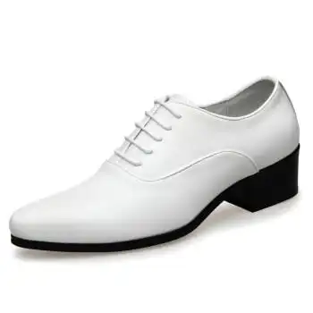 男款正装百搭高跟鞋男士青年发型师尖头增高5cm皮鞋男鞋 白色 37