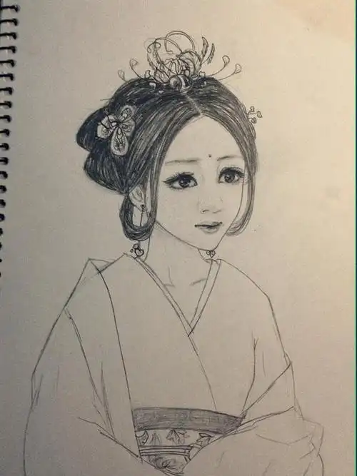 手绘古装人物铅笔画