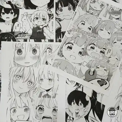 520礼物漫人物头像拼接可爱女生宿舍打印海报漫画壁纸a3a4高清黑白