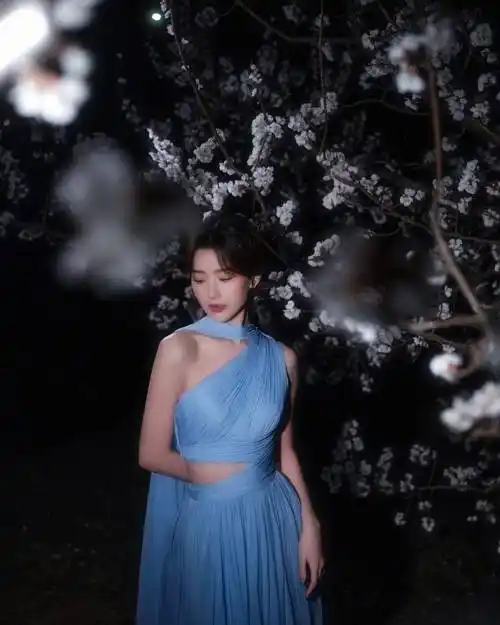 毛晓彤微博之夜蓝色礼服性感写真_美得_网友_同时又