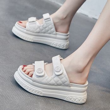 蓝诺猫凉拖鞋女2023夏季新款女鞋子时尚外穿拖鞋一字拖厚底坡跟女士