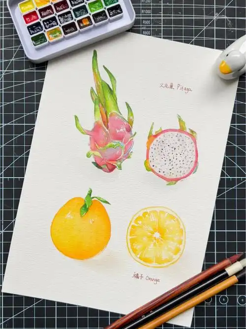 99999999这幅水彩画是第一次用mg颜料去画,感觉还没有磨合的