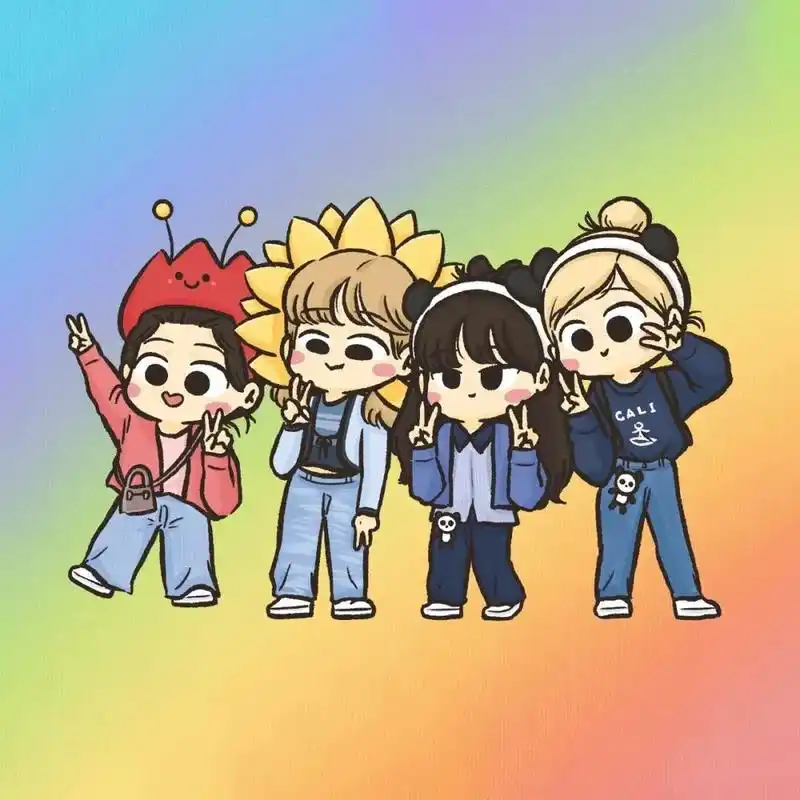 粉墨四人合照 q版动漫手绘头像特辑