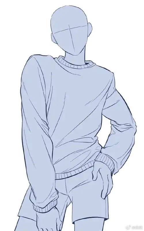 特别干净的单人线稿模板绘画素材  #最近画了什么##绘画素材##板绘