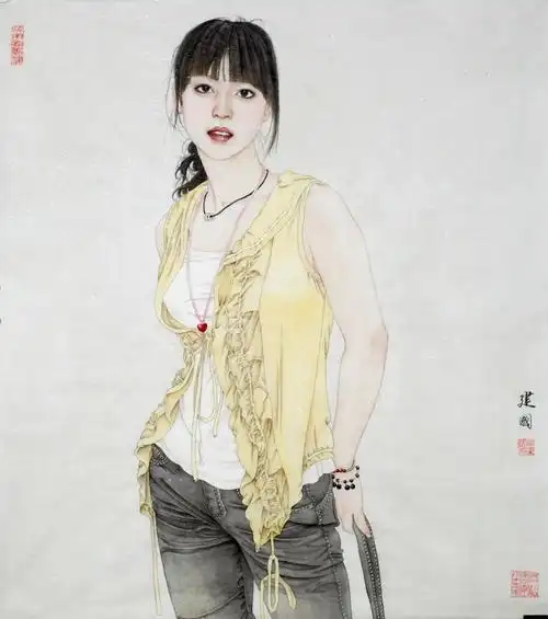 桑建国都市少女写意人物欣赏