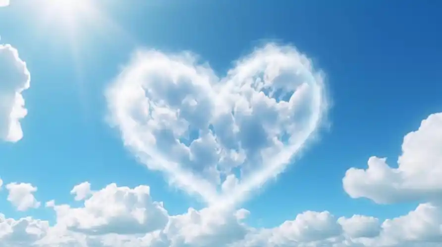 爱心云朵蓝天中的白云风景图