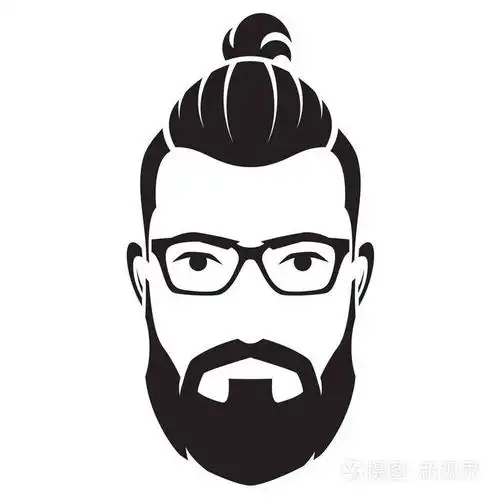 胡子的男人的脸,时髦人物.矢量图