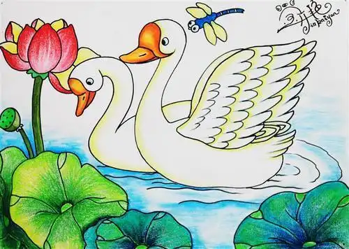 大白鹅简笔画鹅彩色简笔画大白鹅简笔画大白鹅游水画简笔画大白鹅简笔