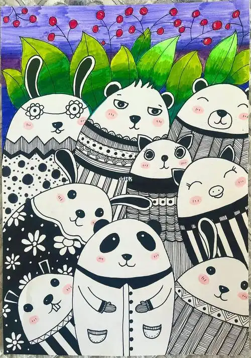 可爱的小动物创意思维画