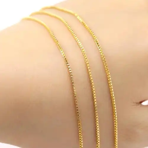 百搭时尚24k黄金项链女款细999足金首饰细颈饰锁骨o字蛇骨送吊坠