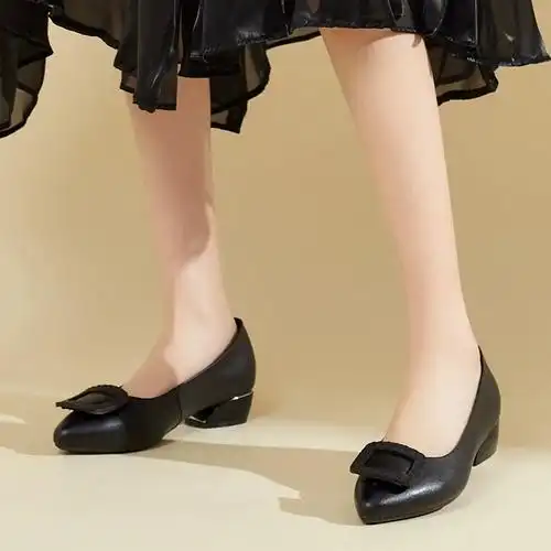 头层牛皮单鞋女尖头韩版通勤舒适女鞋真皮软底日常浅口鞋2022夏季