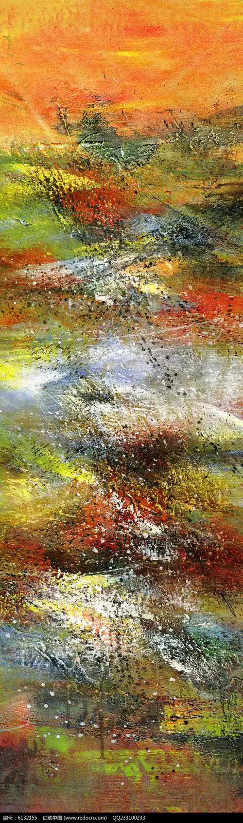 现代风格抽象油画玄关端景壁画