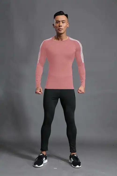 2019秋冬加绒长袖紧身衣男士篮球服打底衫运动套装速干跑步训练服