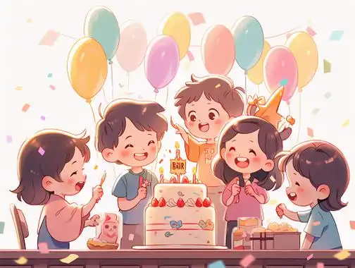 生日会生日派对小孩卡通原创插画