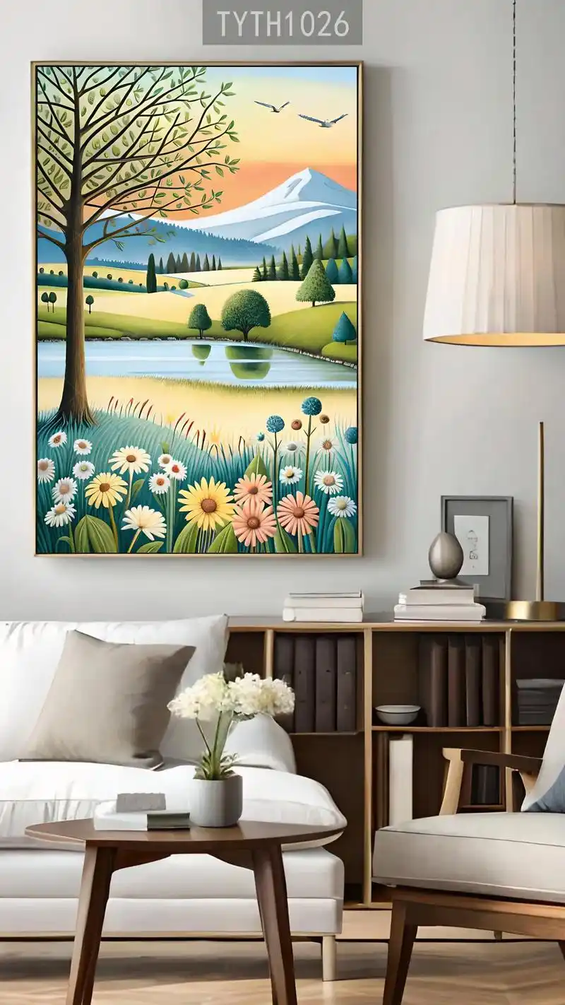 ins北欧现代简约乡村田野装饰画图片素材图库大全 #装饰画  - 抖音