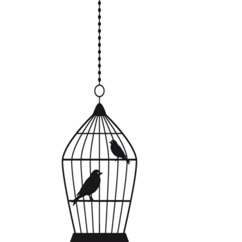 笼子鸟被困黑色线条