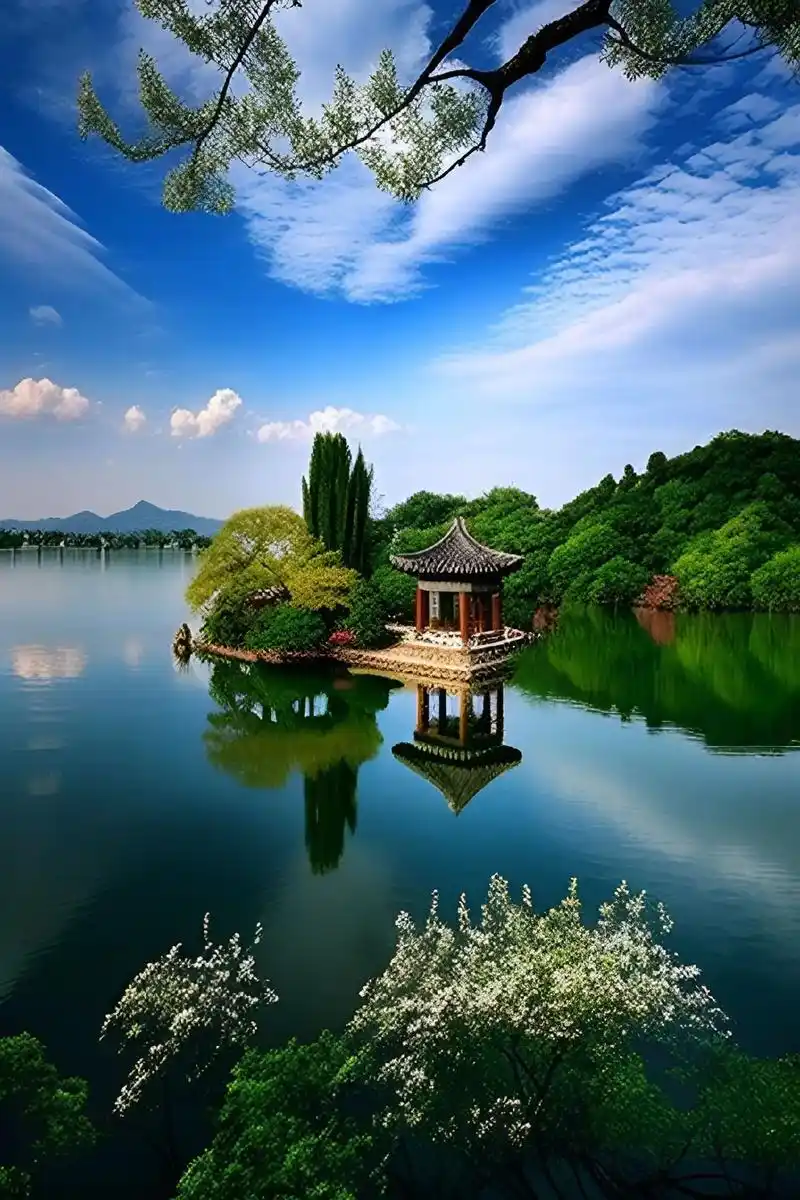 西湖美景.西湖美景,柳树成荫,小桥流水,风景如画,景色宜人# - 抖音