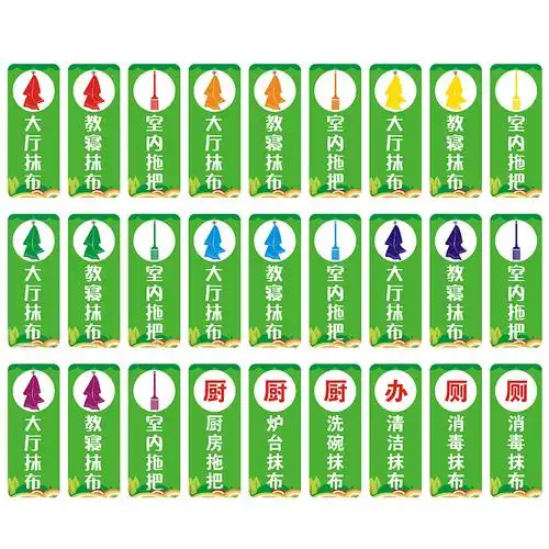 分色分区标示幼儿园抹布毛巾玻璃厨房拖把分类标志牌
