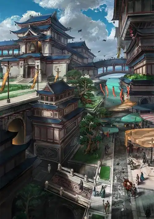 二次元风景建筑精美插画图集!胜日寻芳泗水滨,无边光景一时新