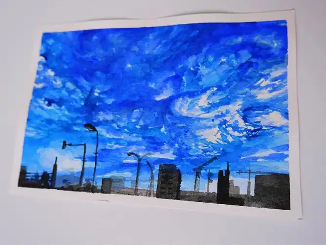 水彩画夏日的晴朗天空