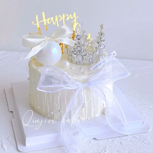 皇冠仙女生日蛋糕唯美高级网红女朋友装饰摆件亚克力插牌甜品丝带