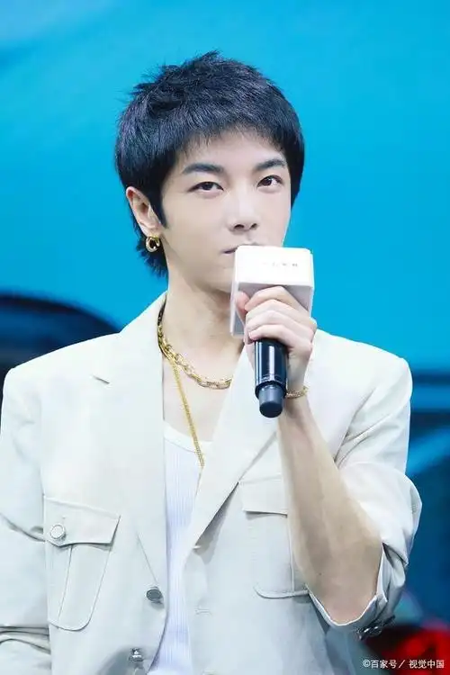 "照片中的华晨宇留着一头短发,虽然只是一个小小的光头,但是给人感觉