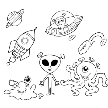 手绘外星人线稿