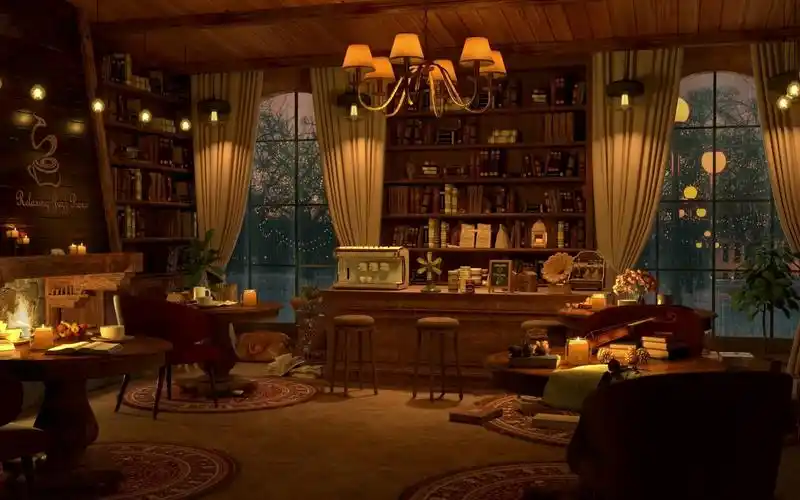 【4k|爵士乐】雨夜,咖啡馆,围坐壁炉前读一本书,最能宜人心情.