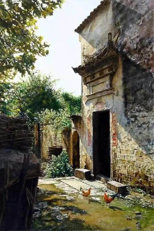 油画-古建筑和古民居