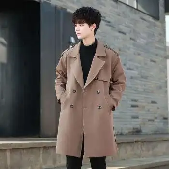 jdgx中长款风衣呢子外套男士秋冬季高档毛呢中长款风衣男中长款秋冬季