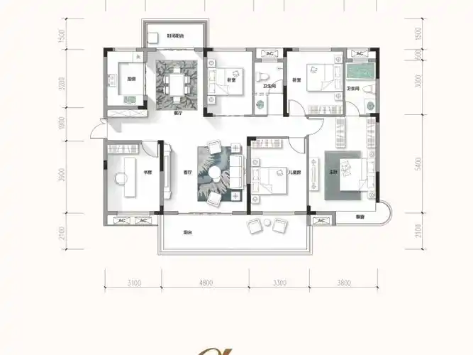 润和谷山郡5室2厅2卫户型图