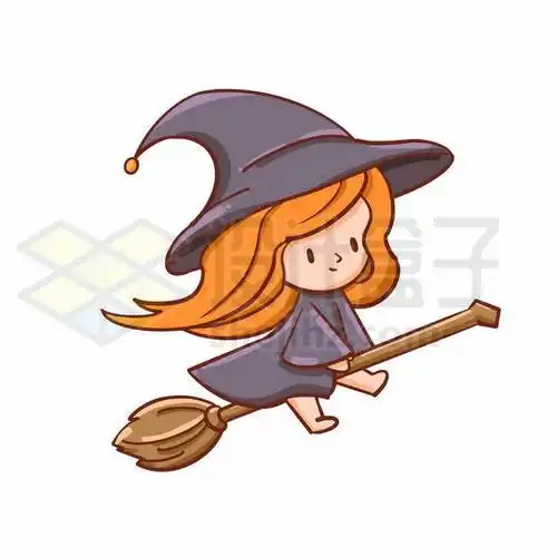 骑着扫帚的卡通魔法师女巫9991783矢量图片免抠素材 人物素材-第1张