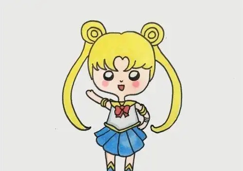 公主美少女战士简笔画教程步骤 q版彩色美少女战士简笔画怎么画