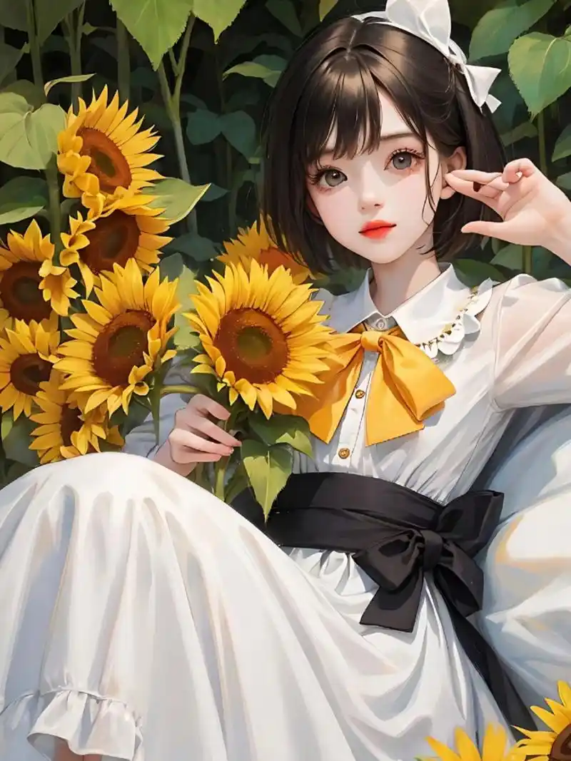 插画欣赏——向日葵少女 #插画# #画# #二次元美图