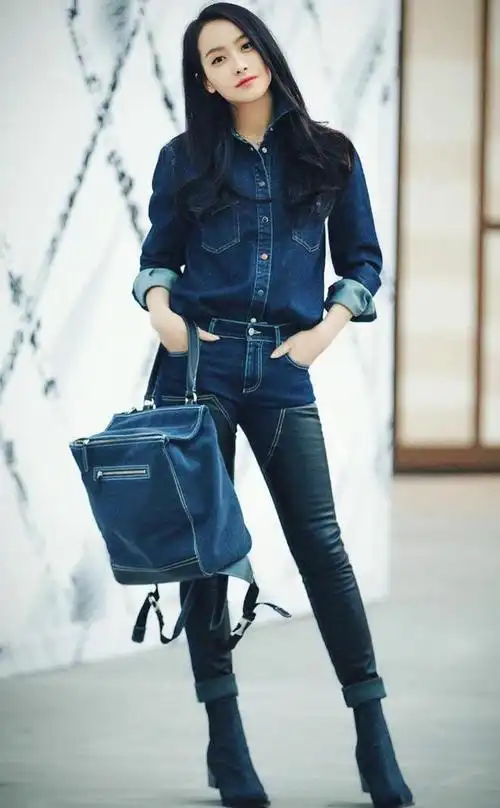 7位女明星同穿牛仔裤刘诗诗胸以下全是腿后面两位好